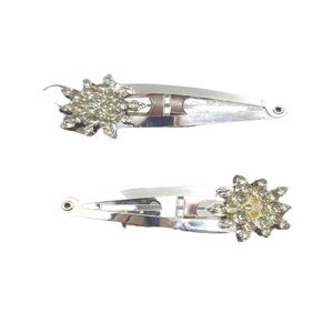 Goody Luxe Silver Hair Clips with Crystal Accents